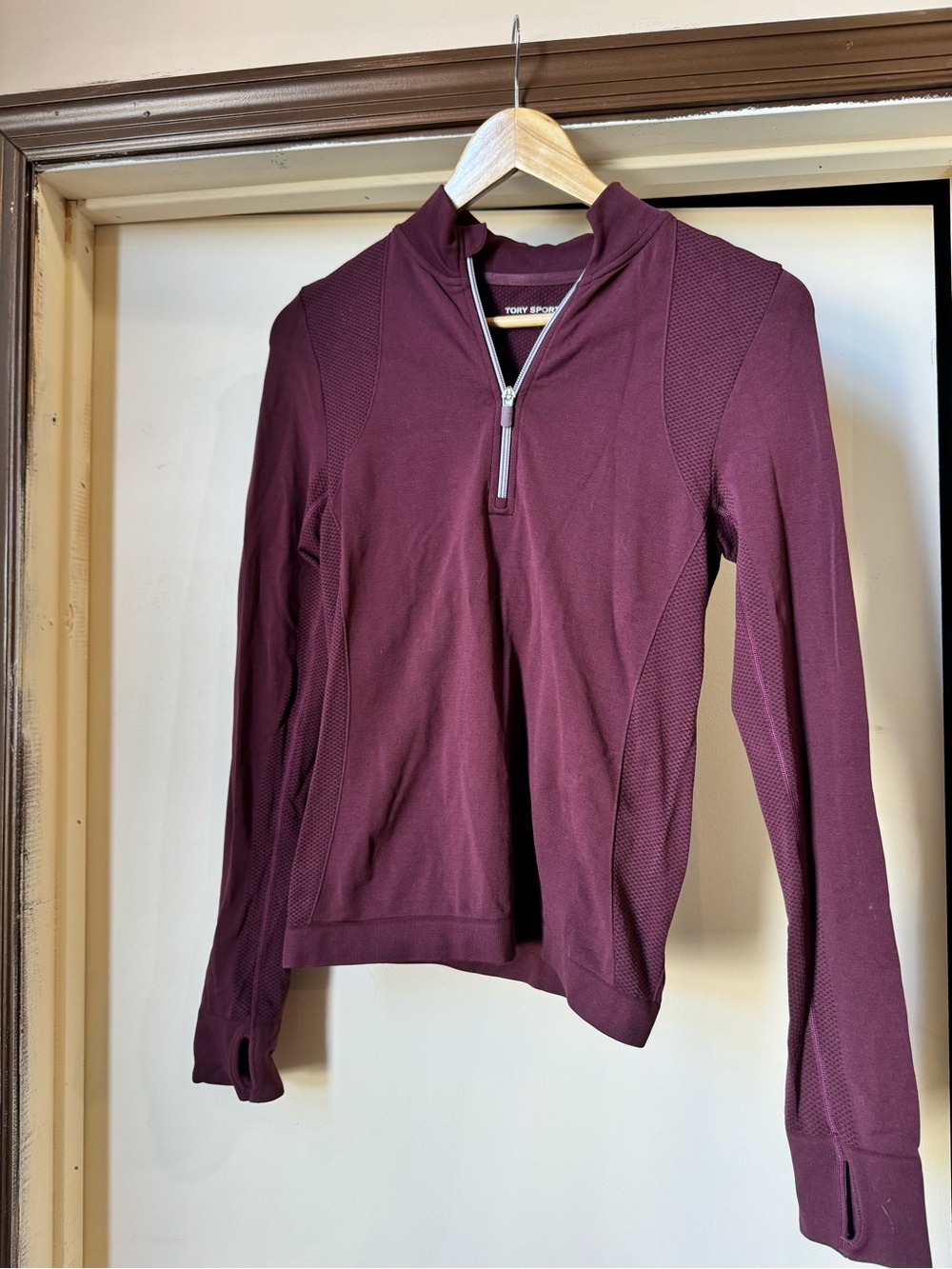 Tory Sport Maroon Half-Zip Long Sleeve Pullover